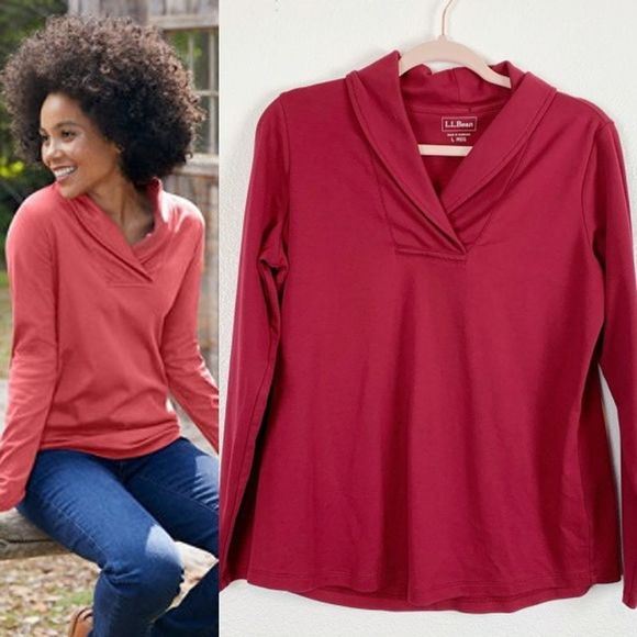 Ll Bean Red Shawl Collar 
